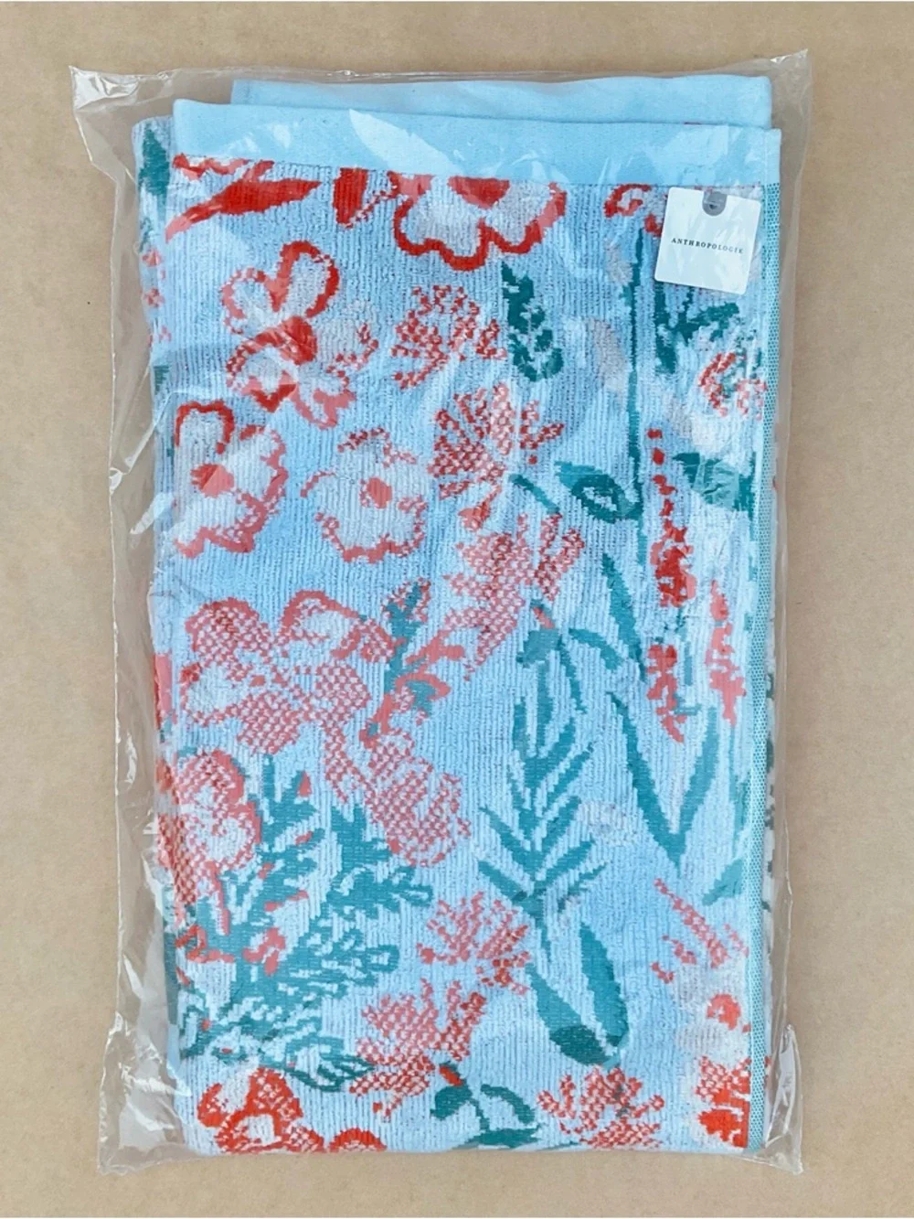 Anthro ❉ Lillian Cotton Floral Bath Towel in Blue
